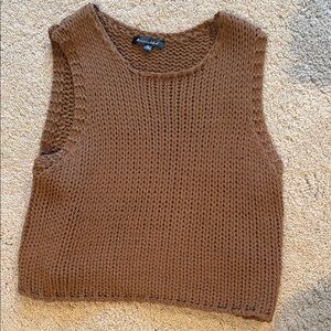 Line & Dot Brown Knit Sleeveless Sweater